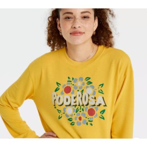 Latino Heritage Women's Large Poderosa Yellow Sweatshirt - Picture 7 of 8